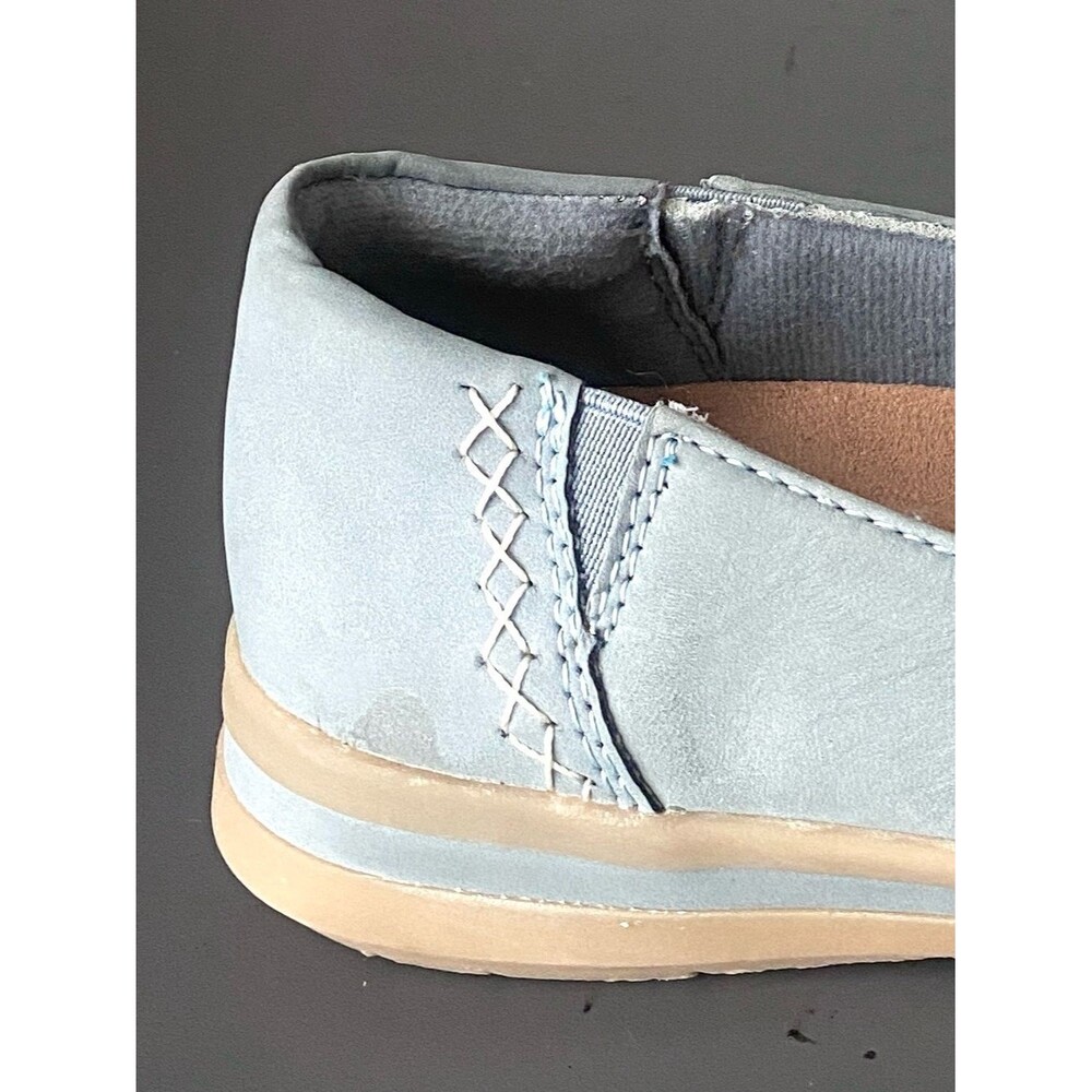 NEW Earth Origins Steel Blue Embroidered Nubuck Slip-Ons Bailey Flats Shoes Sz 9 - Picture 13 of 14